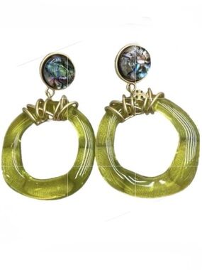 Tory Burch lime green wrapped door knocker lightweight statement earrings 🍋‍🟩
